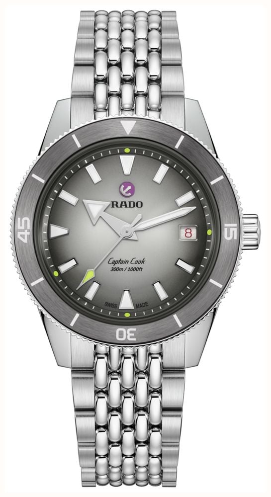 Orologio uomo RADO Captain Cook x Tennis Limited Edition (39 mm) quadrante grigio / bracciale in acciaio inossidabile + set di 3 cinturini R32222108