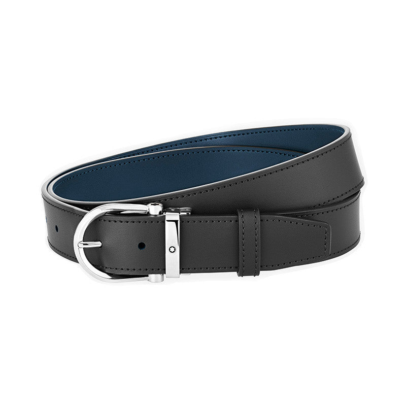 Cintura Montblanc Reversibile In Pelle Nera/Blu  128784