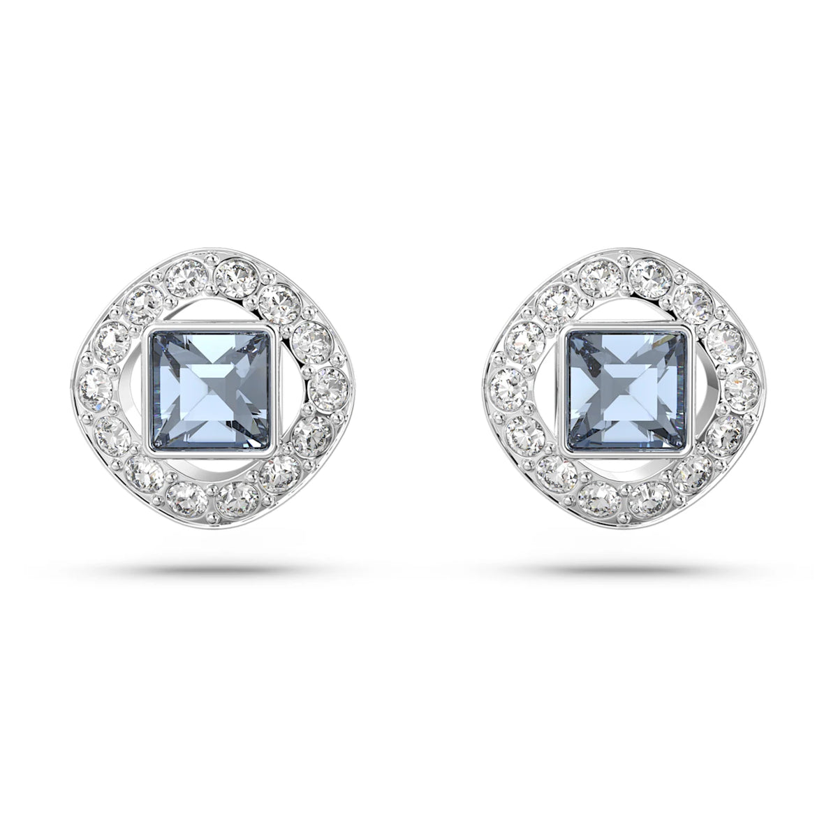 Orecchini a lobo Swarovski Angelic Square Taglio squadrato Blu Placcato rodio 5662143
