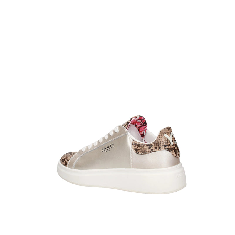 Scarpa Donna Ynot Sneakers linea Queen Round in Pelle Platinum YNI2410